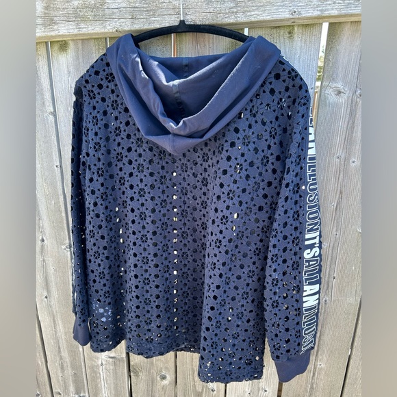 I’CONA BY ROBELL  Designer Hoodie Knitted Dark Blue SIZE 14 Made In Bulgaria - Picture 3 of 5